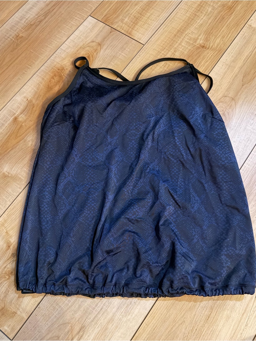 Athleta Navy Blue Snake-Print Tankini Top